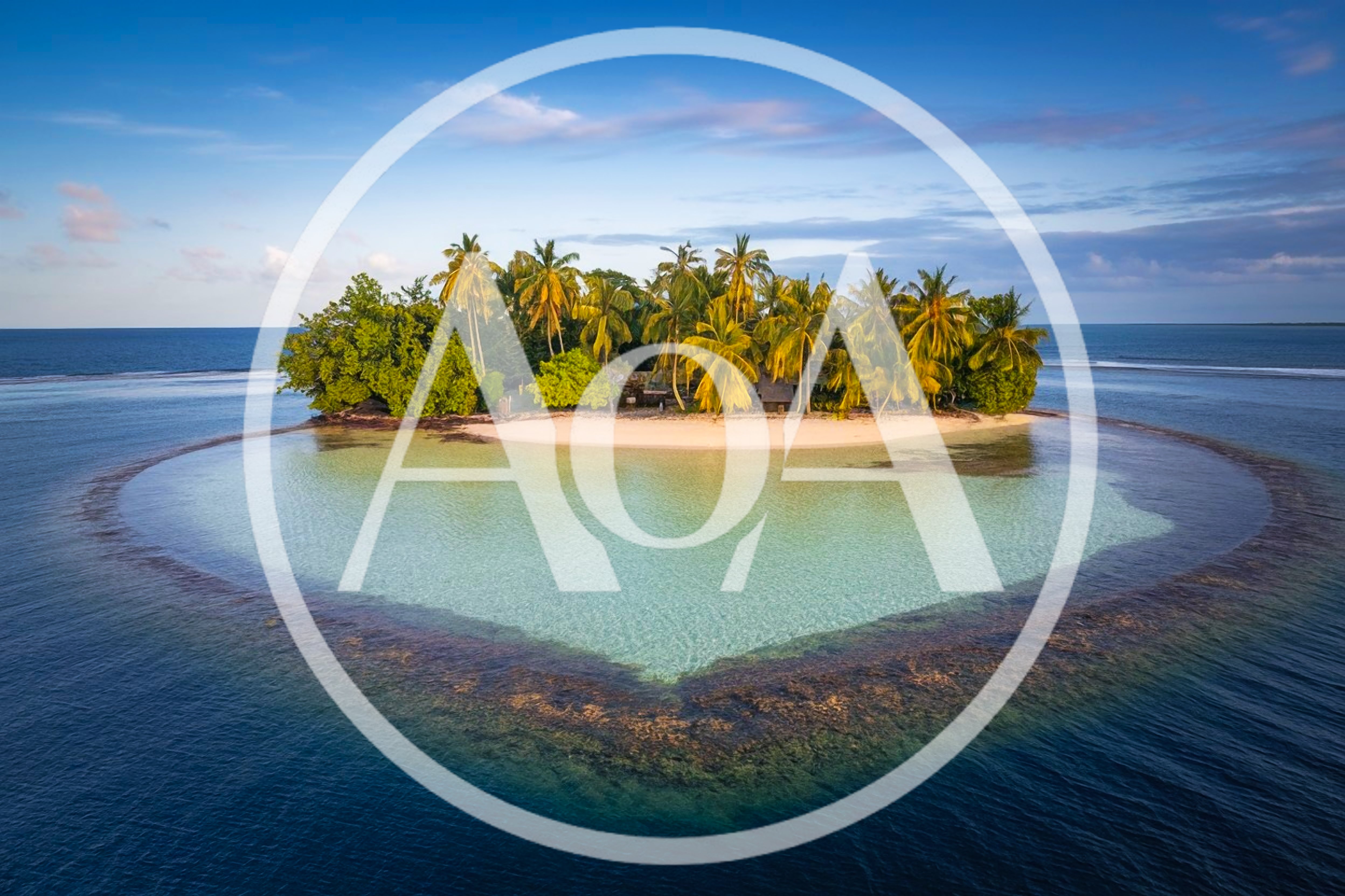 Aerial View Of A Heart Shaped Tropical Island