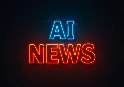 Neon AI News Sign Glowing On Dark Textured Wall