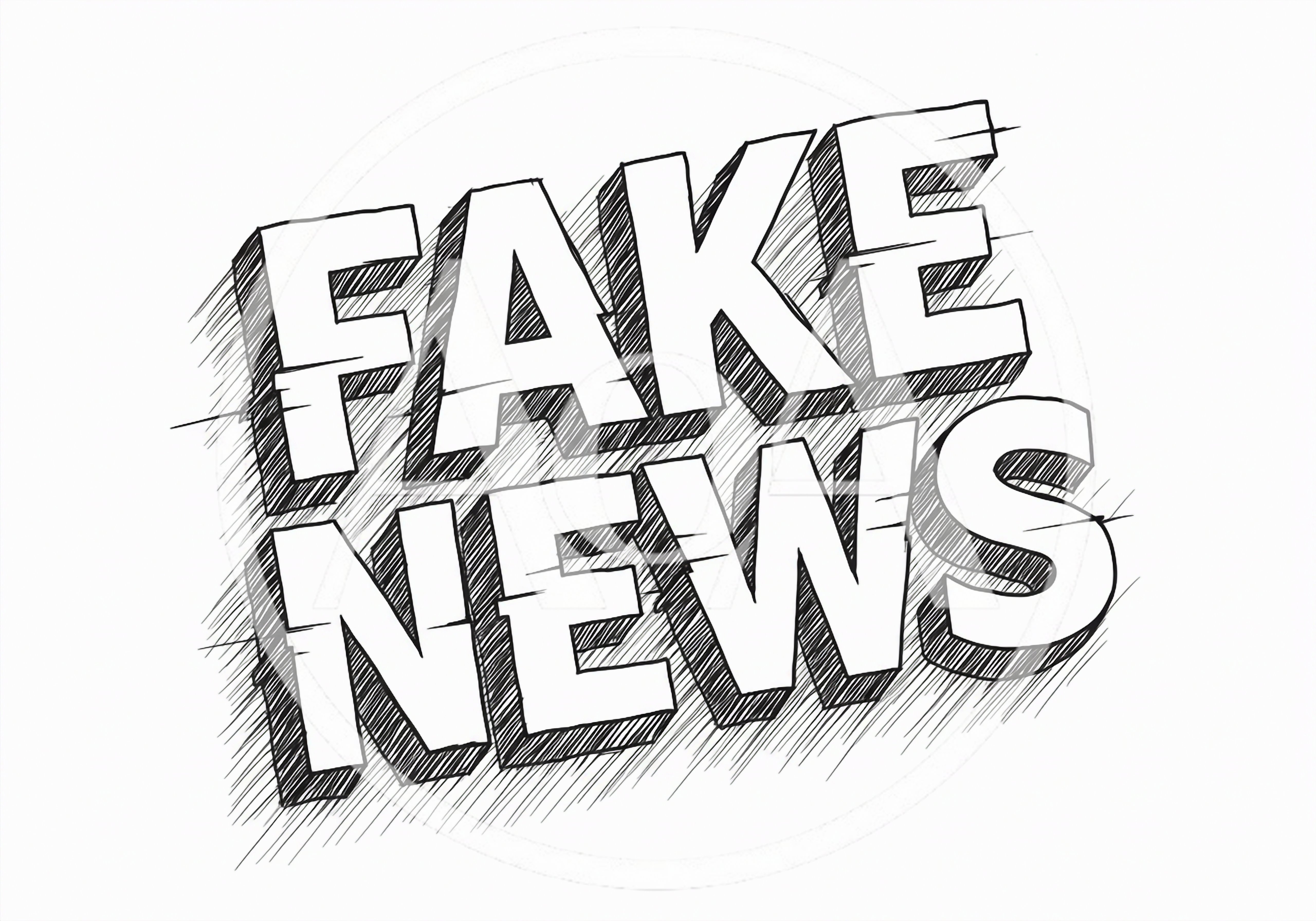 Hand Drawn Fake News Text Illustration