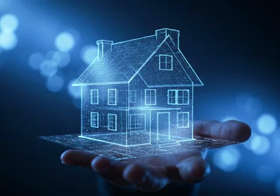 Digital Hologram Of A House Held In Hand