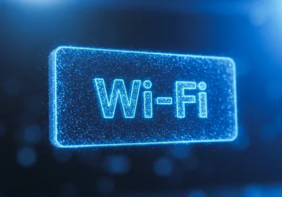 Glowing Digital Wi-Fi Symbol Floating In Space