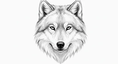 Detailed Pencil Sketch Of A Wolf Head