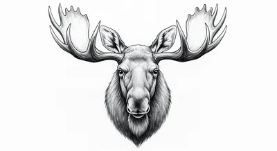 Detailed Pencil Sketch Of A Majestic Moose Head