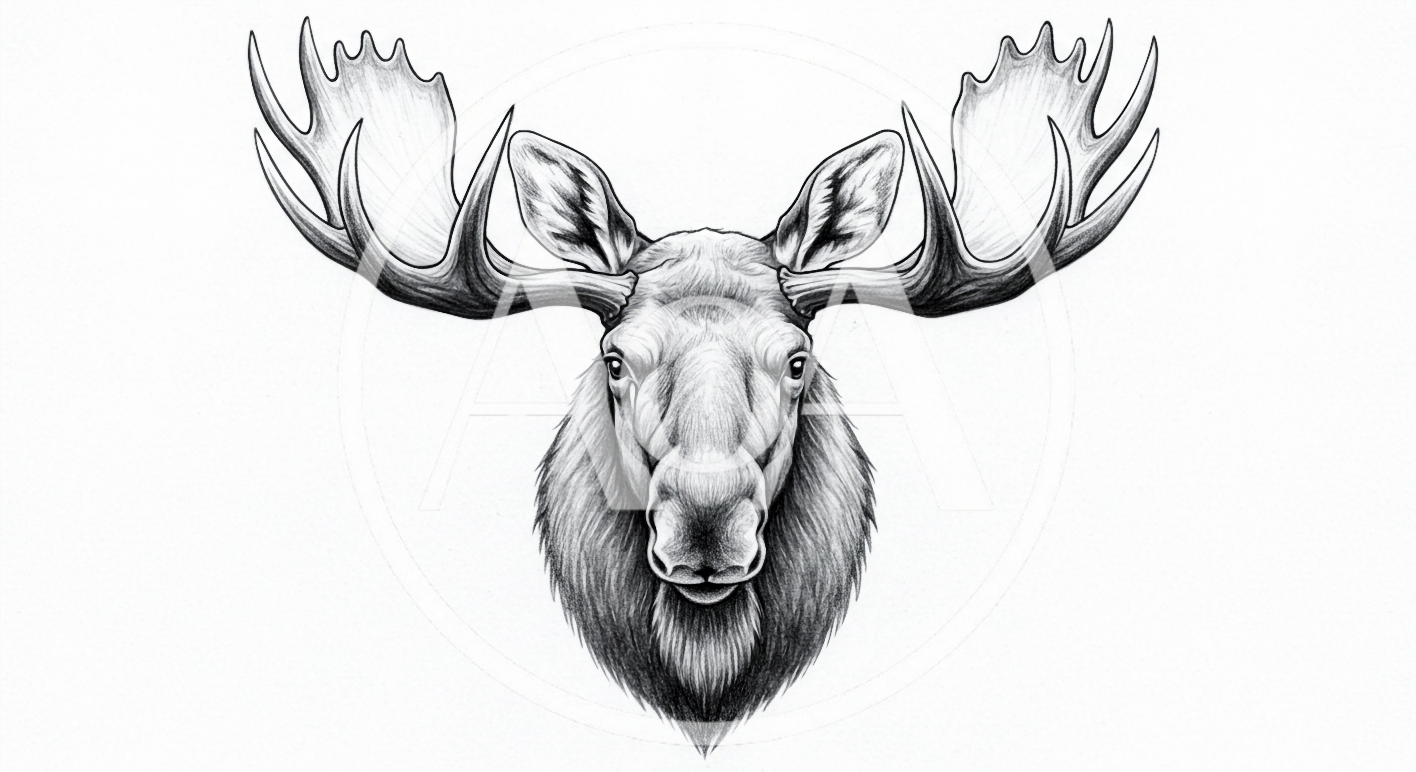Detailed Pencil Sketch Of A Majestic Moose Head