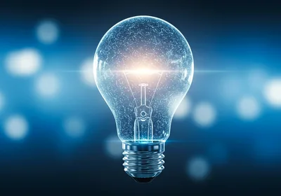 Glowing Light Bulb With Digital Network Connections
