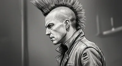 Gritty Pencil Sketch Of A Punk Rocker