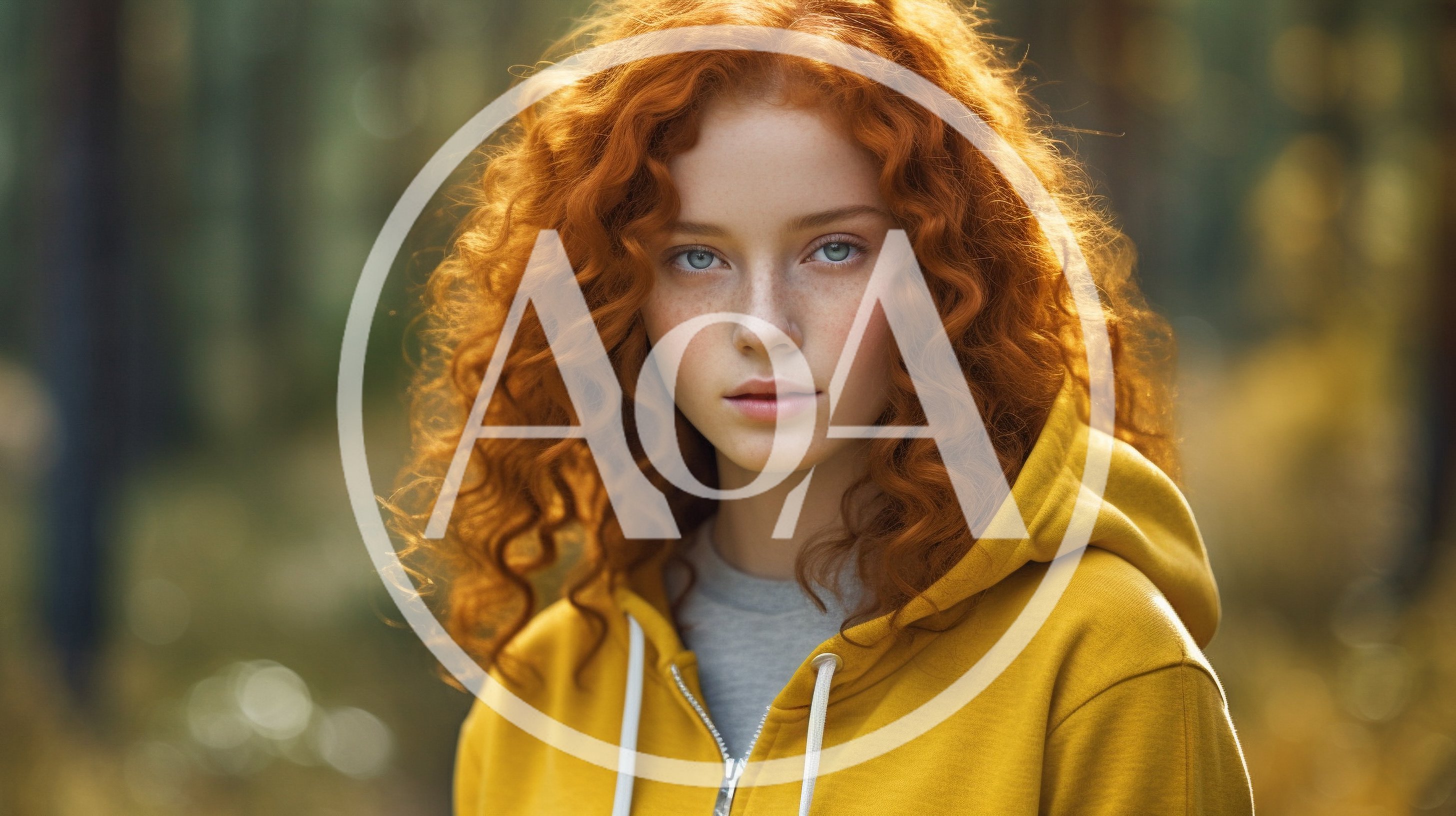 Portrait Of A Young Woman With Curly Red Hair