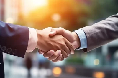 Professional Business Handshake Between Two Executives