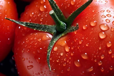 Fresh Red Tomato With Water Droplets