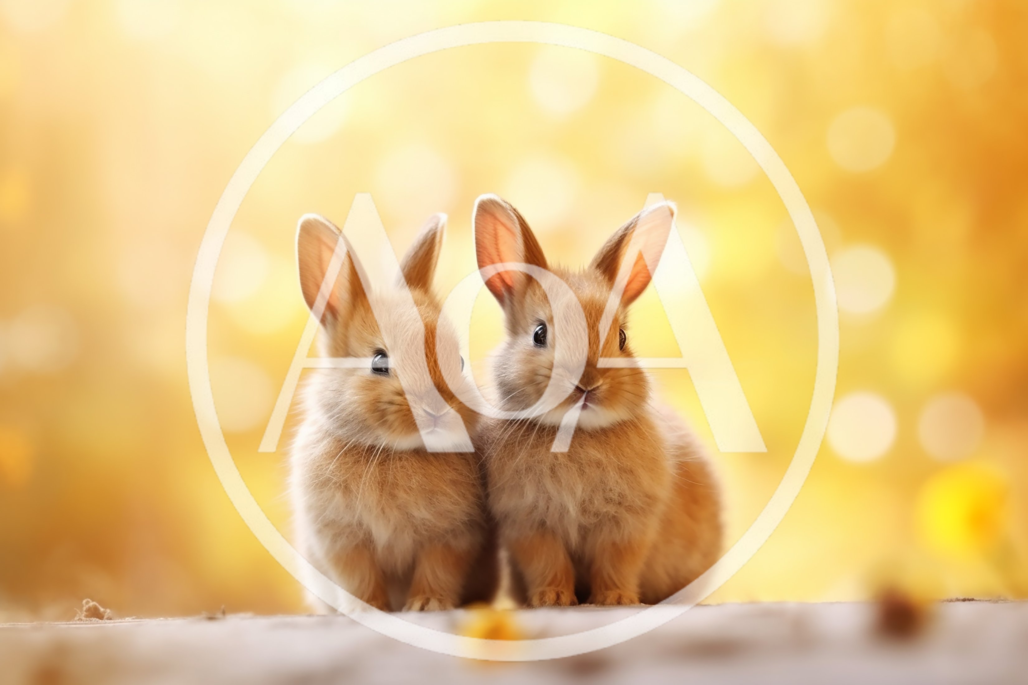 Two Cute Fluffy Bunnies Sitting Together