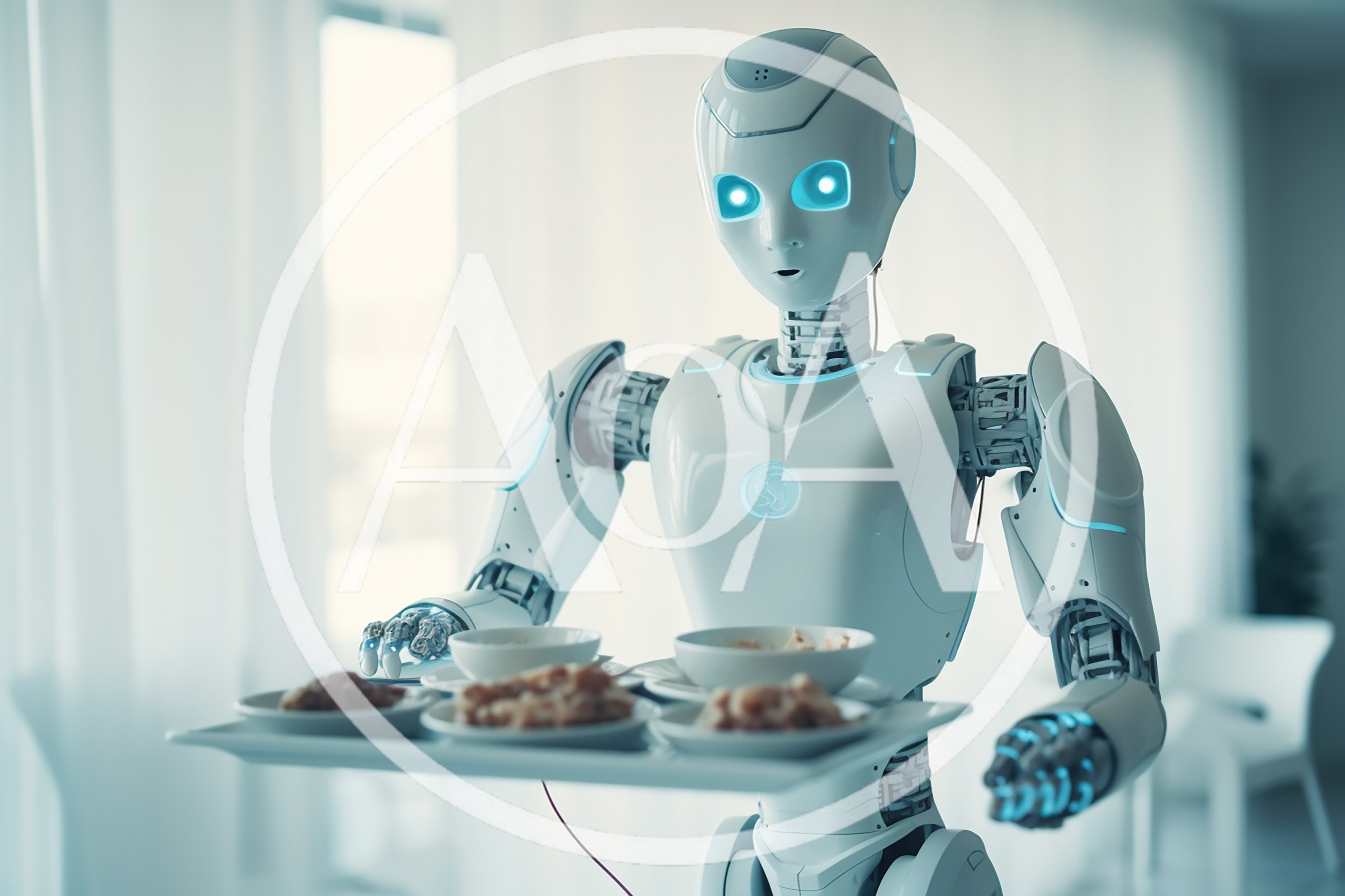 Humanoid Robot Serving Food On A Tray