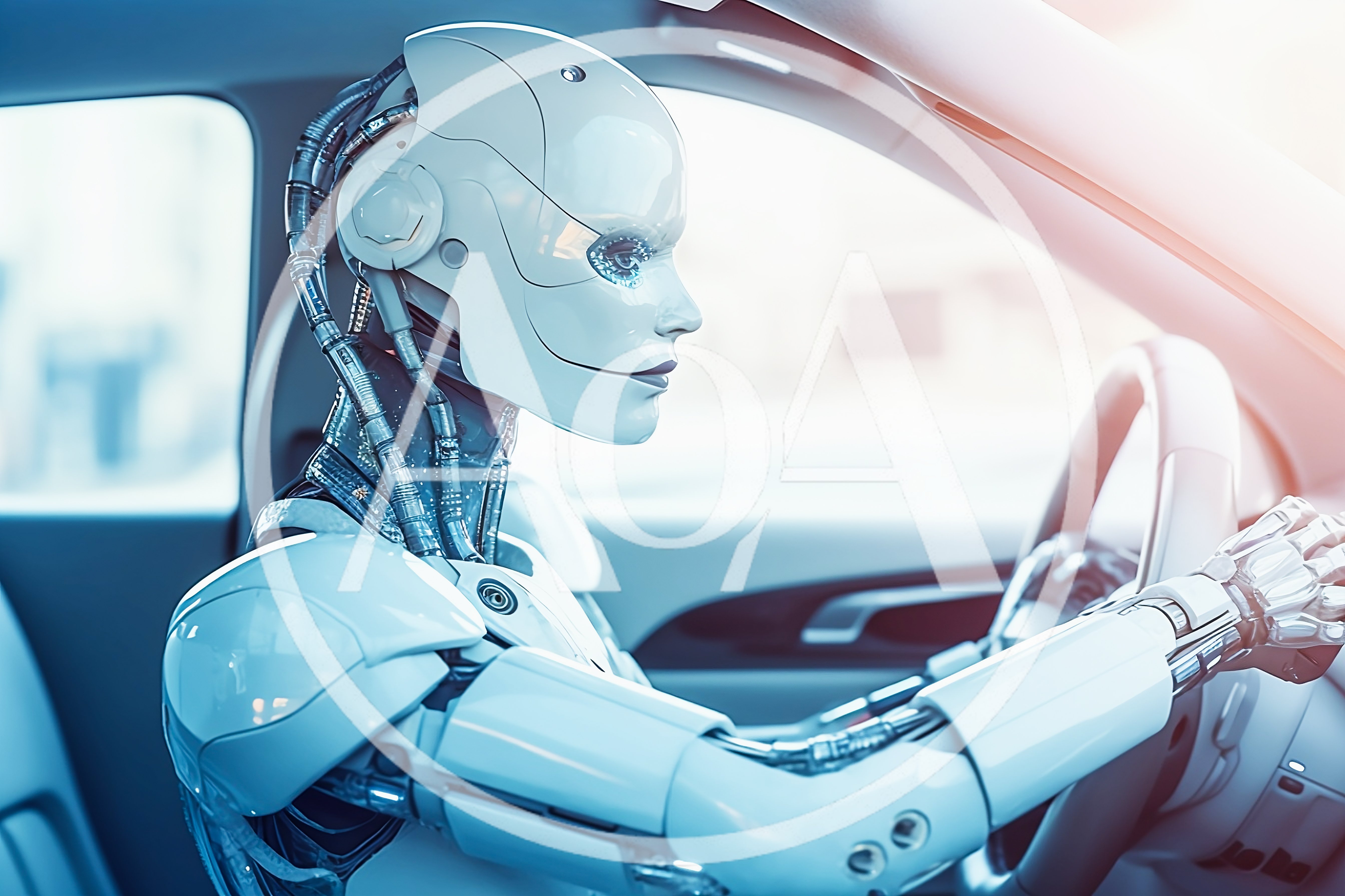 Humanoid Robot Driving A Modern Car