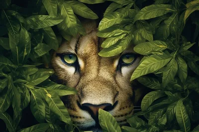 Close Up Portrait Of A Cougar In The Jungle