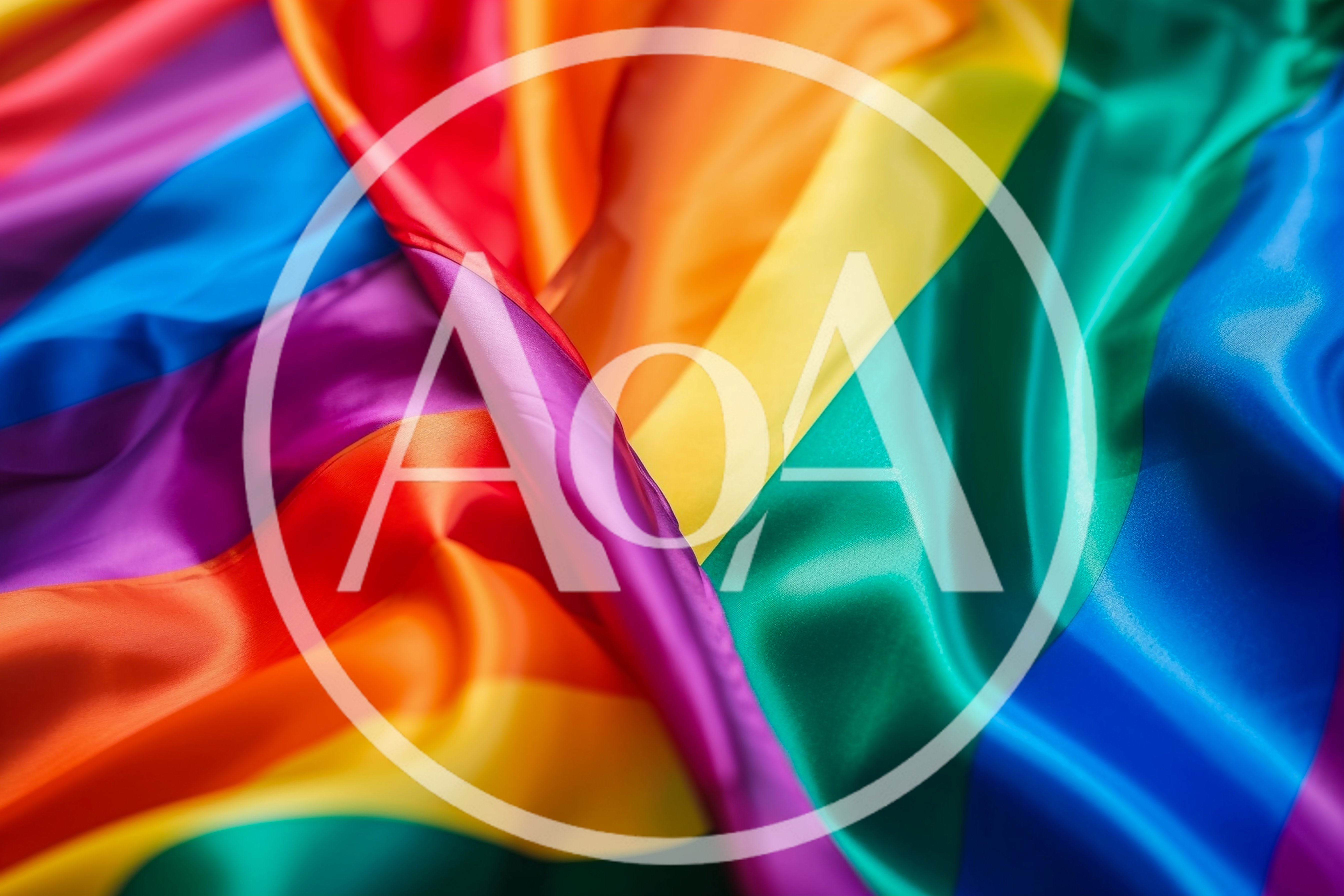 Close Up Of Wavy Rainbow Pride Flag Fabric