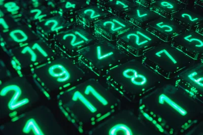 Glowing Green Digital Number Grid Background