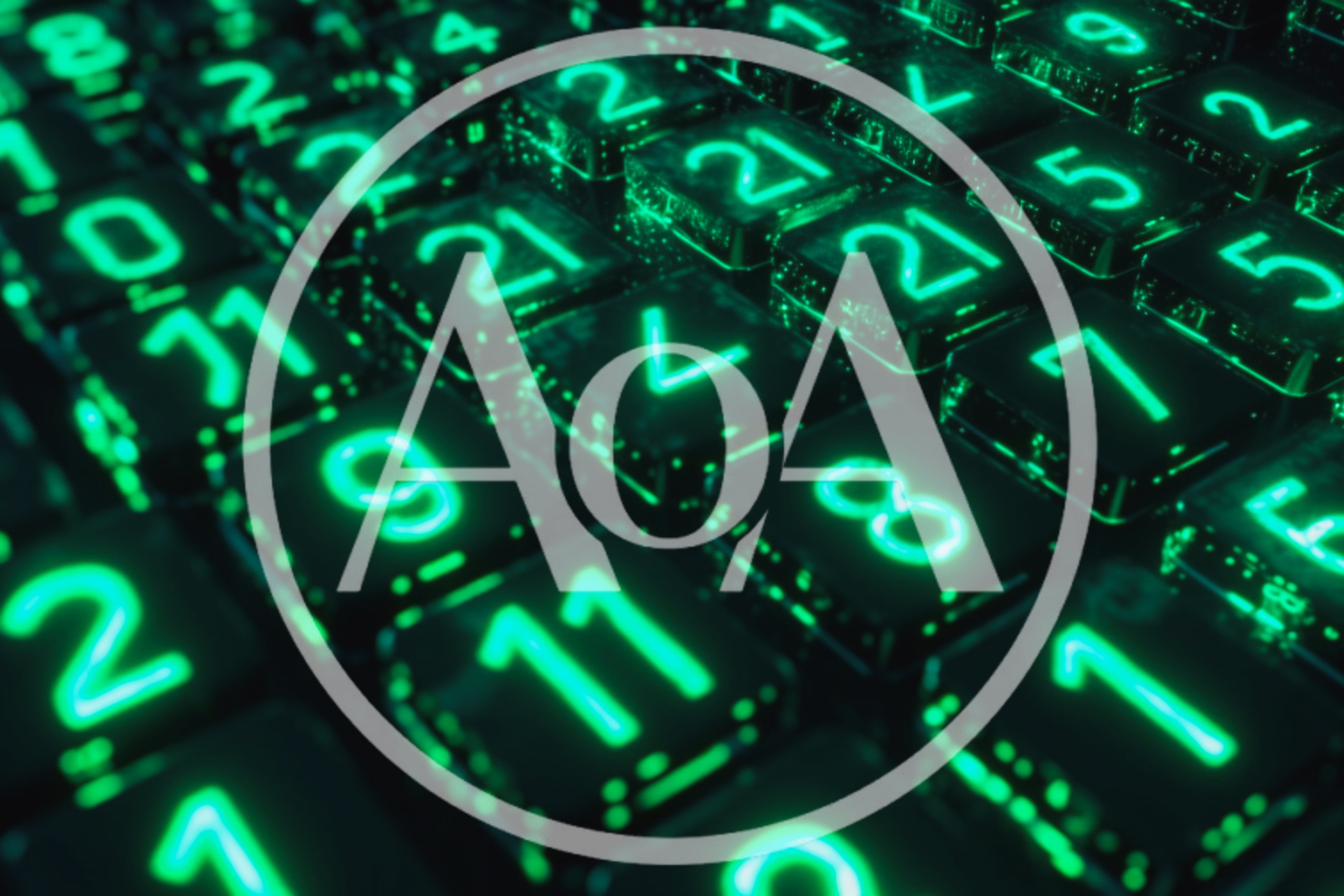 Glowing Green Digital Number Grid Background
