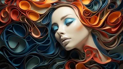 Surreal Paper Quilling Portrait Of A Woman
