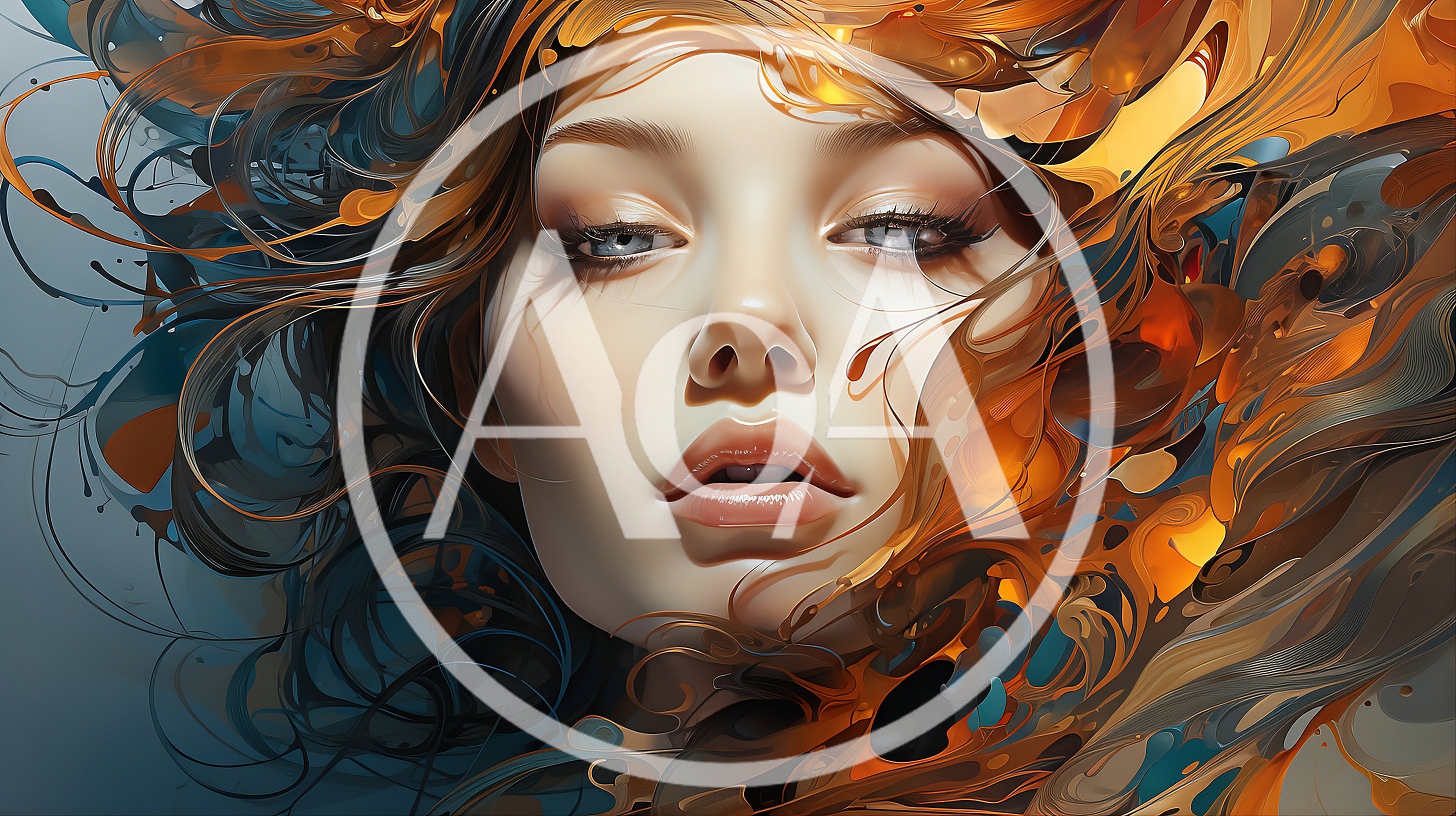 Surreal Portrait Of A Woman With Abstract Liquid Hair