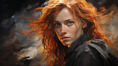 Portrait Of A Young Woman With Vibrant Red Hair
