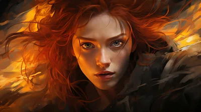 Portrait Of A Young Woman With Fiery Red Hair