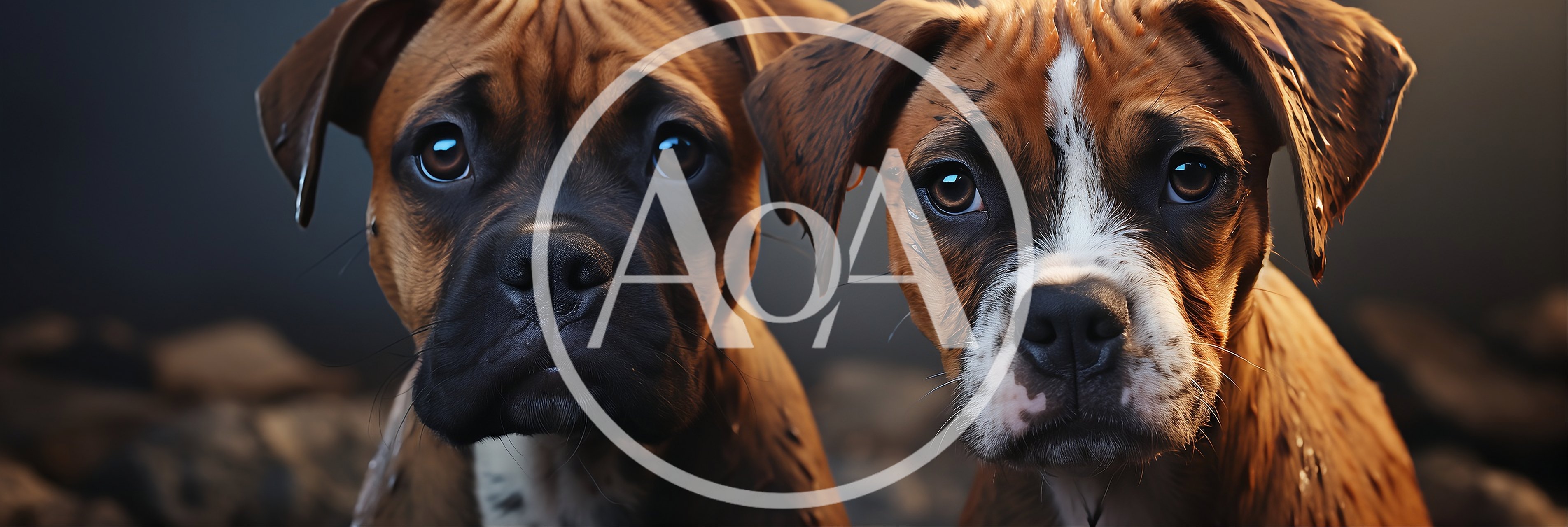 Two Adorable Boxer Puppies Looking At Camera