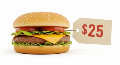 3D Rendered Cheeseburger With Price Tag