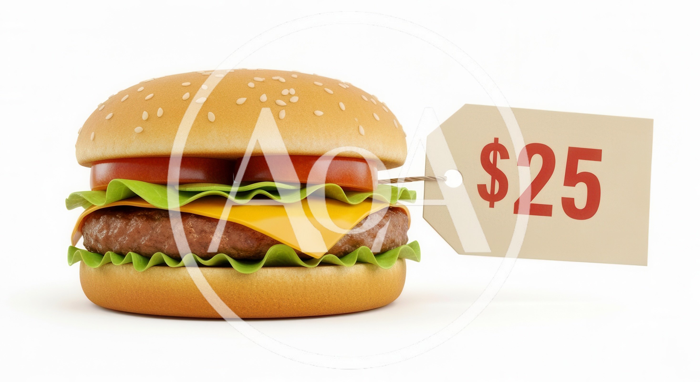 3D Rendered Cheeseburger With Price Tag