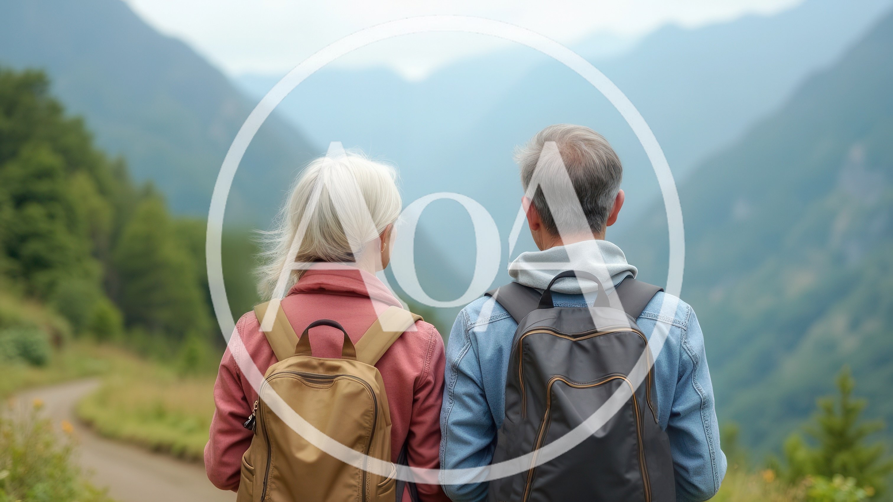 Senior Couple Hiking Together In The Mountains