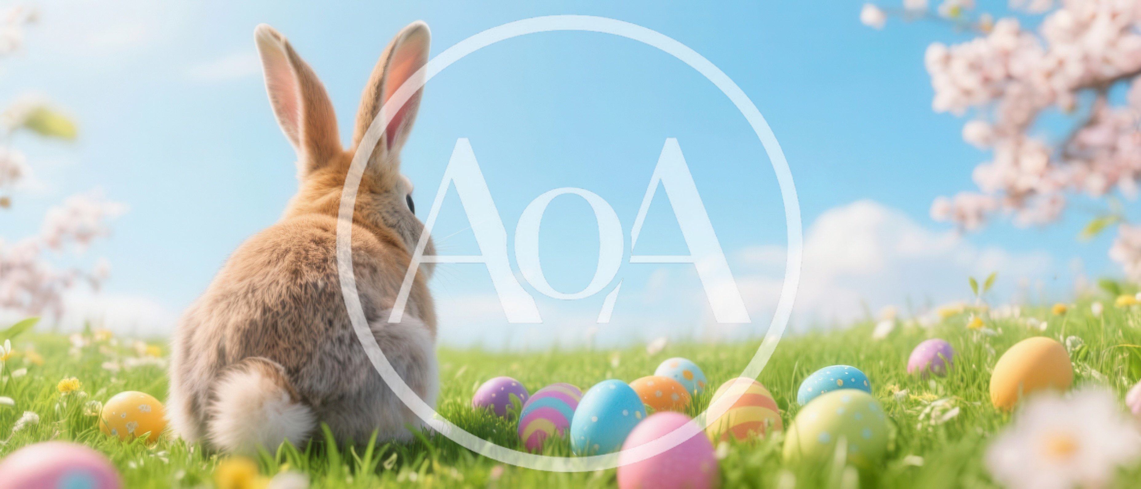 Easter Bunny Sitting in a Sunny Spring Meadow