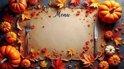 Autumn Thanksgiving Menu Template With Pumpkins And Leaves