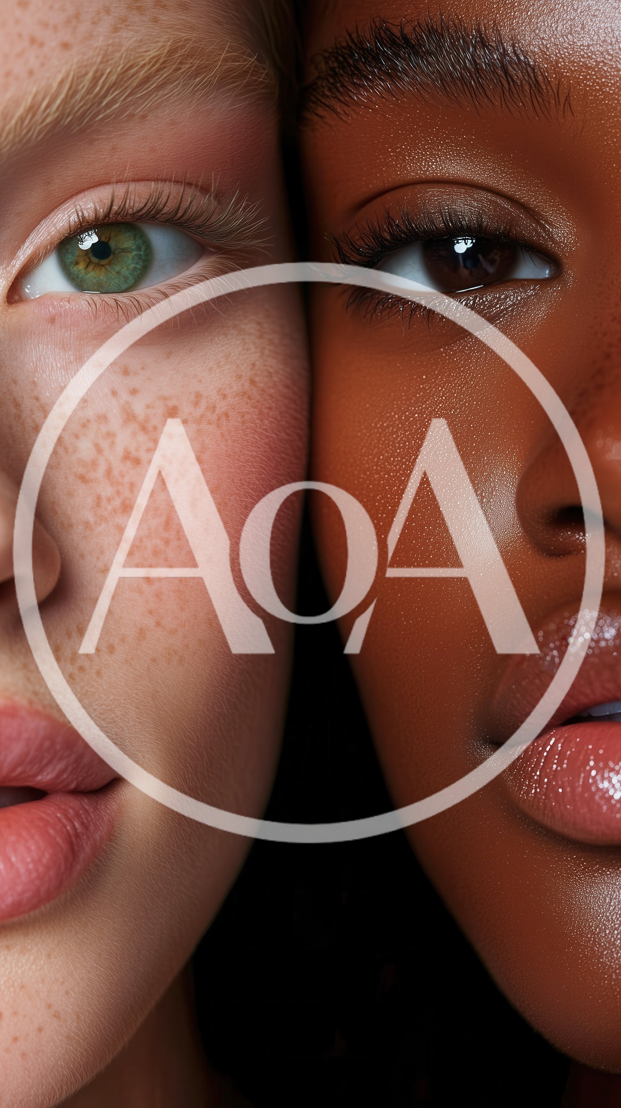 Close Up Portrait Of Two Women With Contrasting Skin
