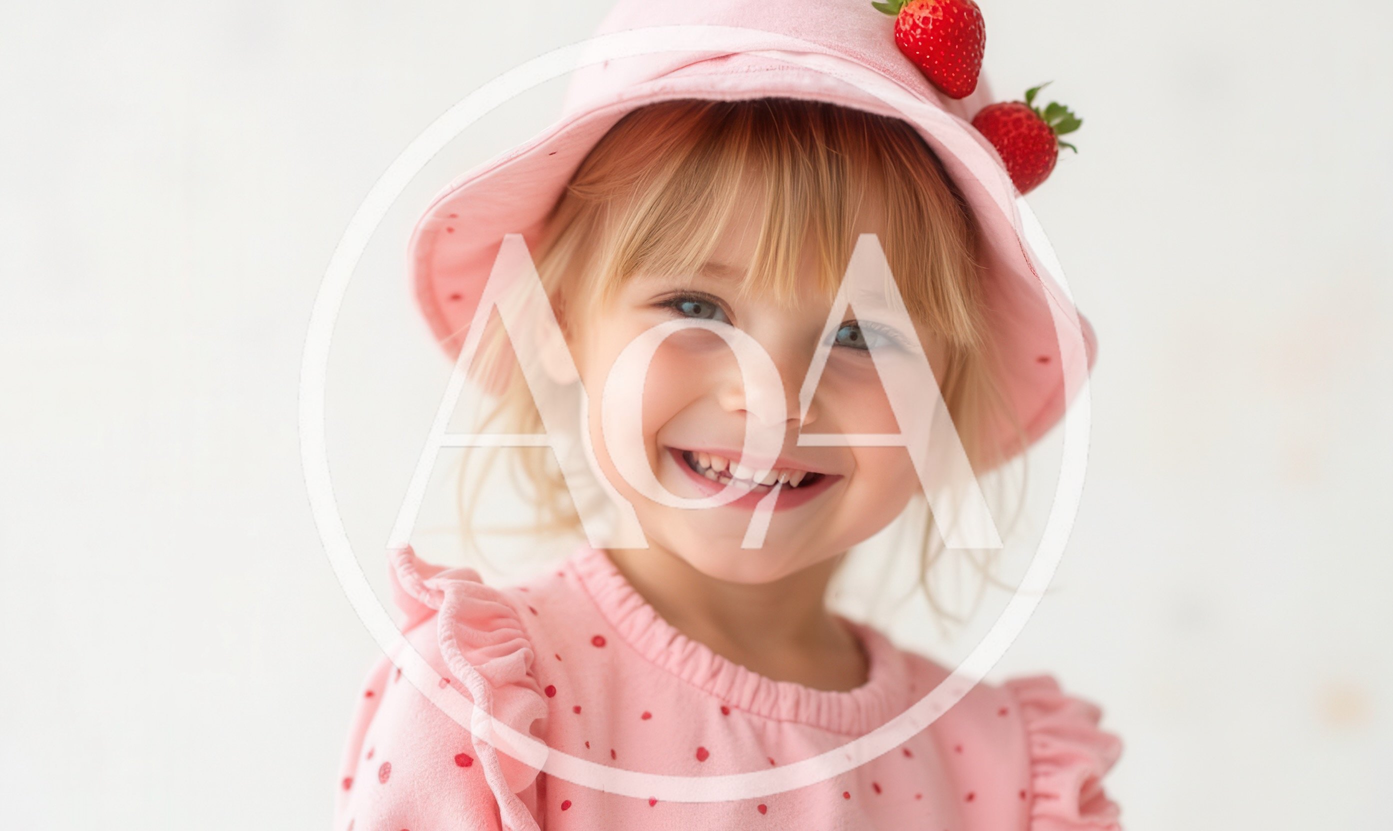 Happy Little Girl Wearing Strawberry Hat