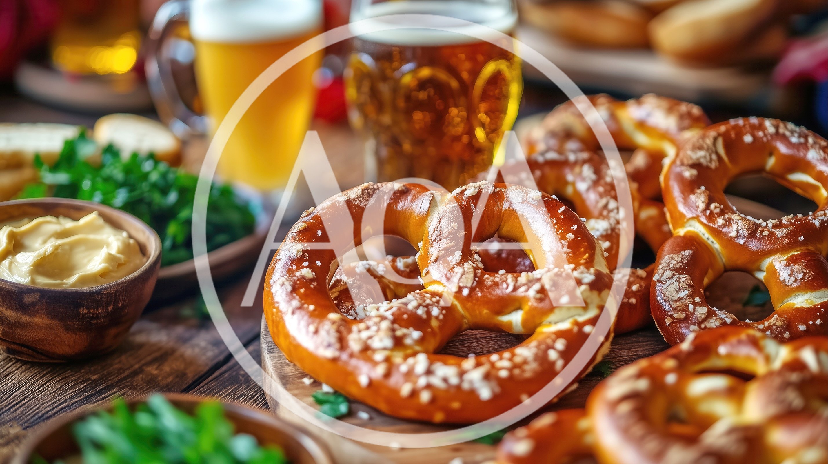 Freshly Baked Soft Pretzels With Beer And Mustard