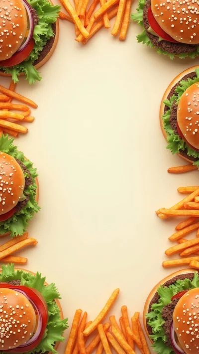 Frame of Gourmet Burgers and French Fries