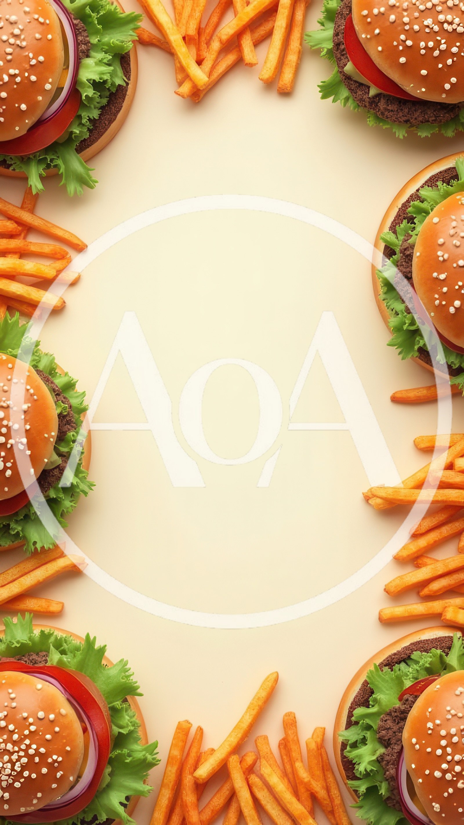 Frame of Gourmet Burgers and French Fries