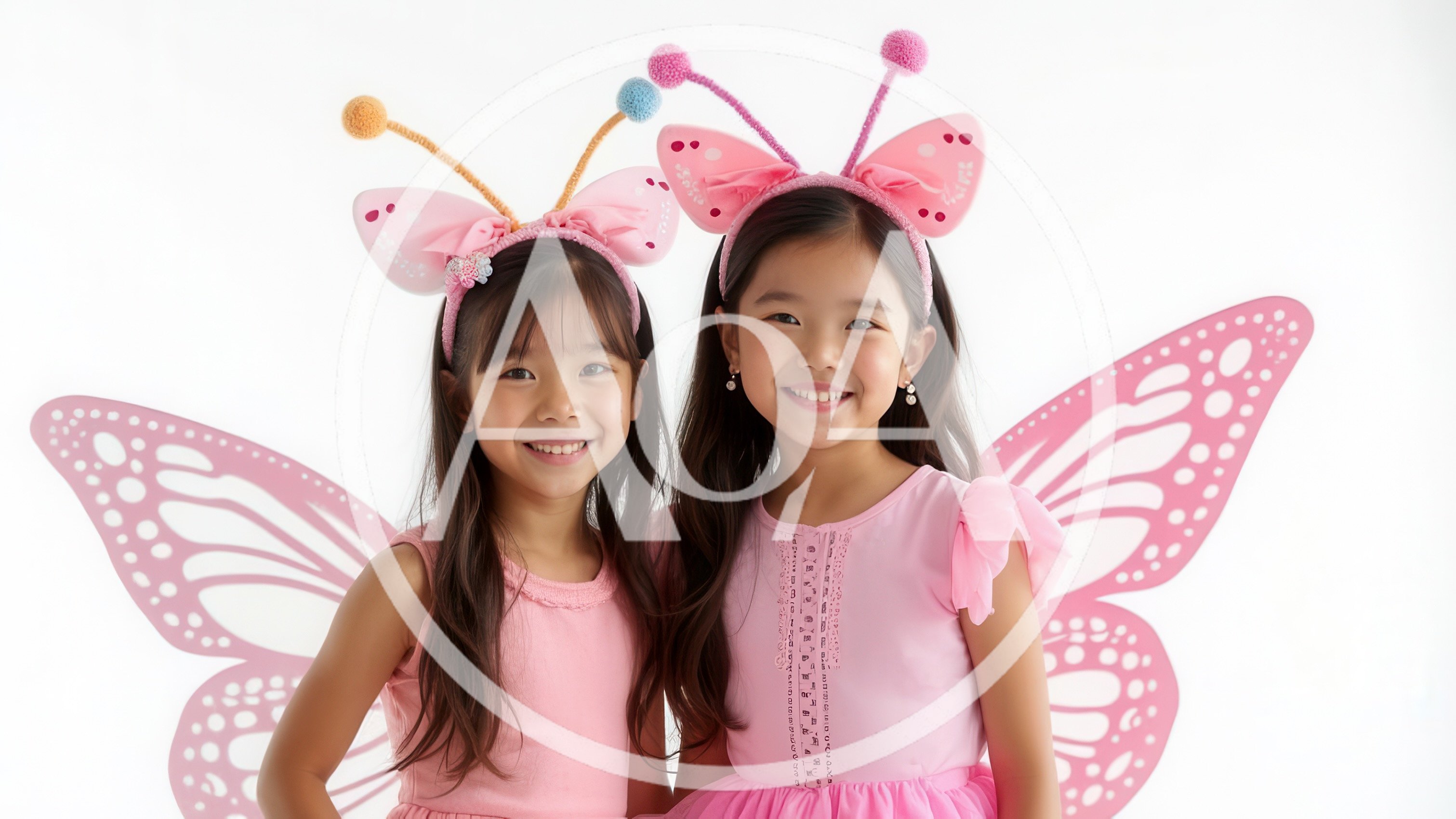 Two Young Girls Dressed As Butterflies