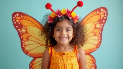 Young Girl Dressed As A Butterfly