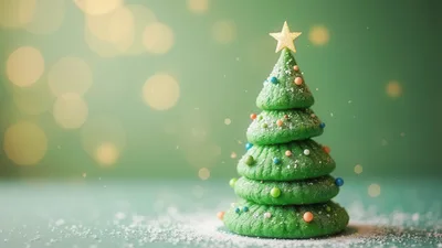 Green Christmas Tree Cookie With Sprinkles