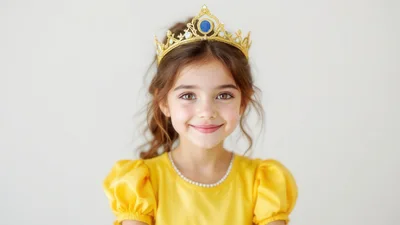 Portrait of a Little Girl Wearing a Princess Crown