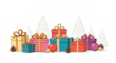 Christmas Gift Boxes With Pinecones And Ornaments