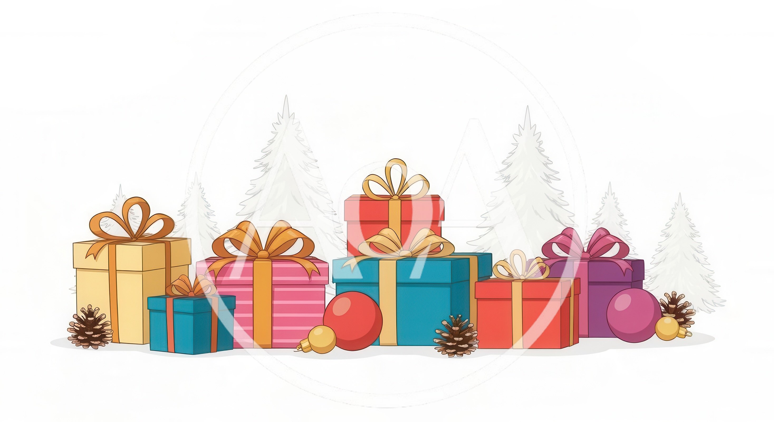 Christmas Gift Boxes With Pinecones And Ornaments