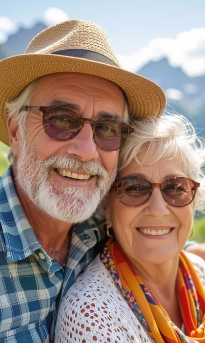 Happy Senior Couple Smiling Outdoors