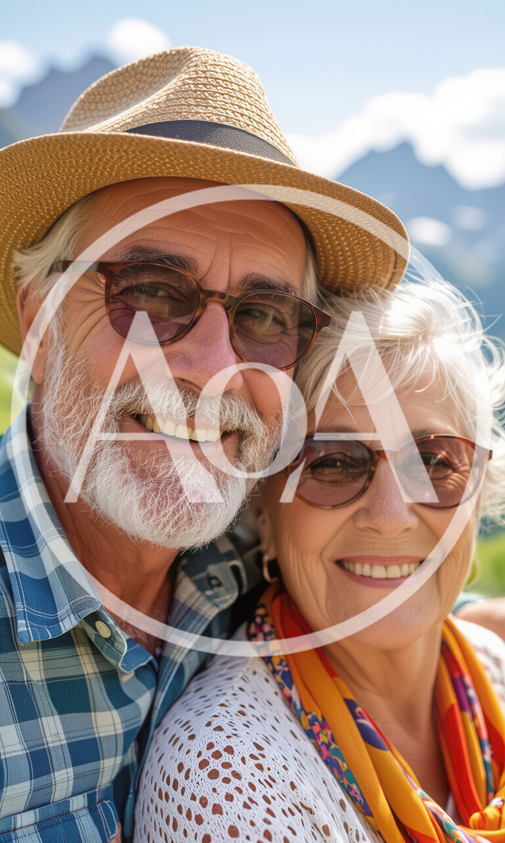 Happy Senior Couple Smiling Outdoors