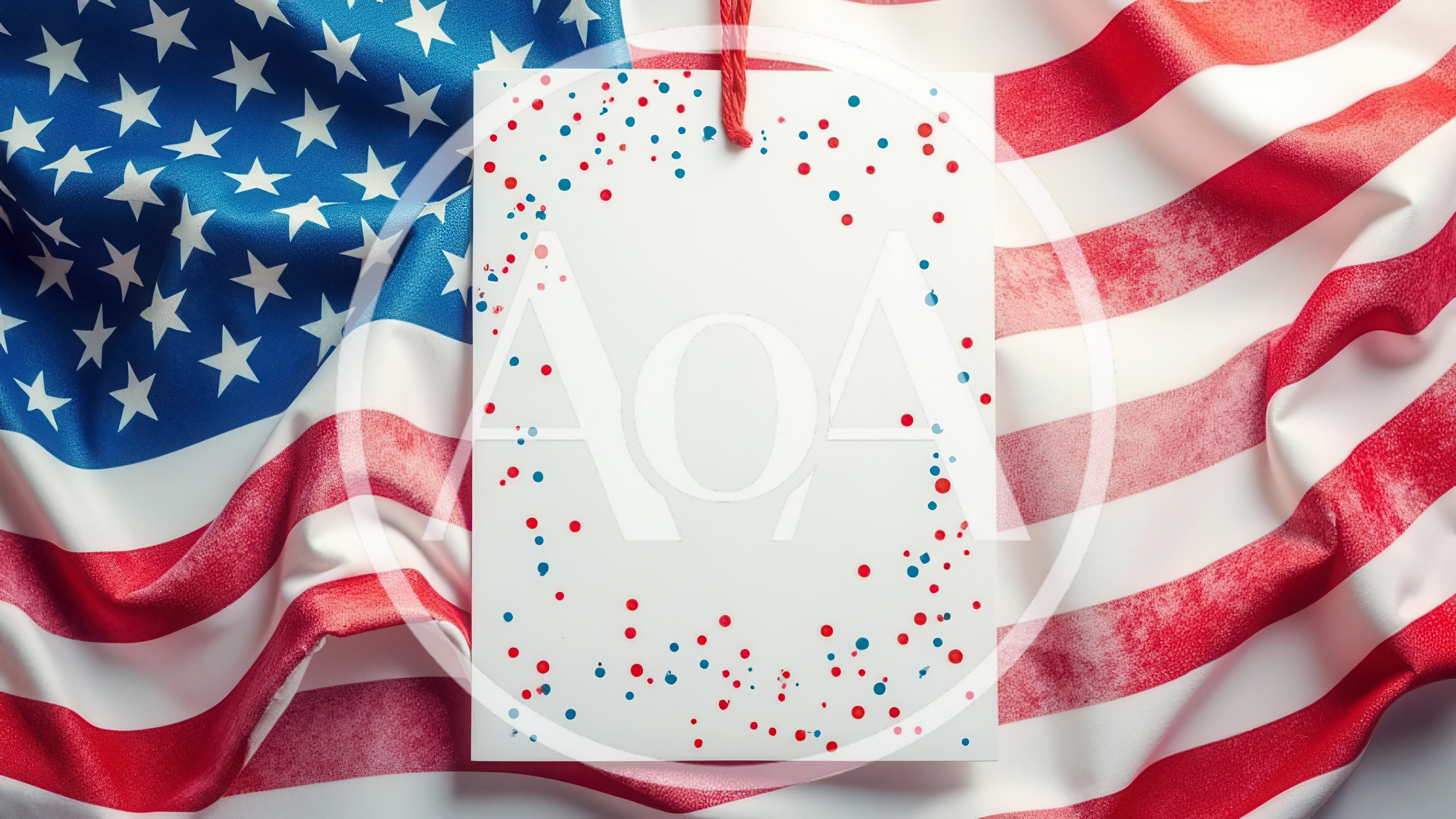Blank White Tag Over American Flag Background