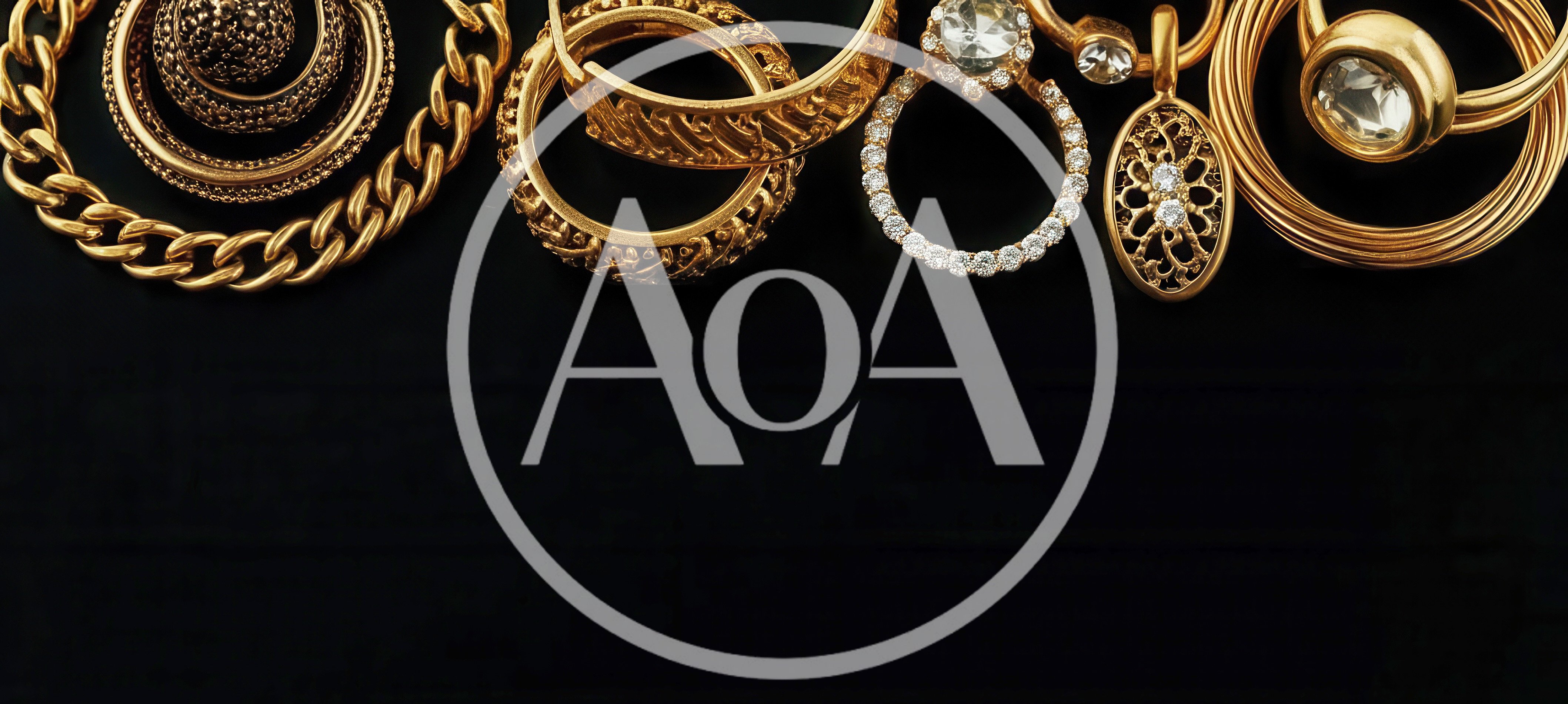 Collection Of Elegant Gold Jewelry On Black Background