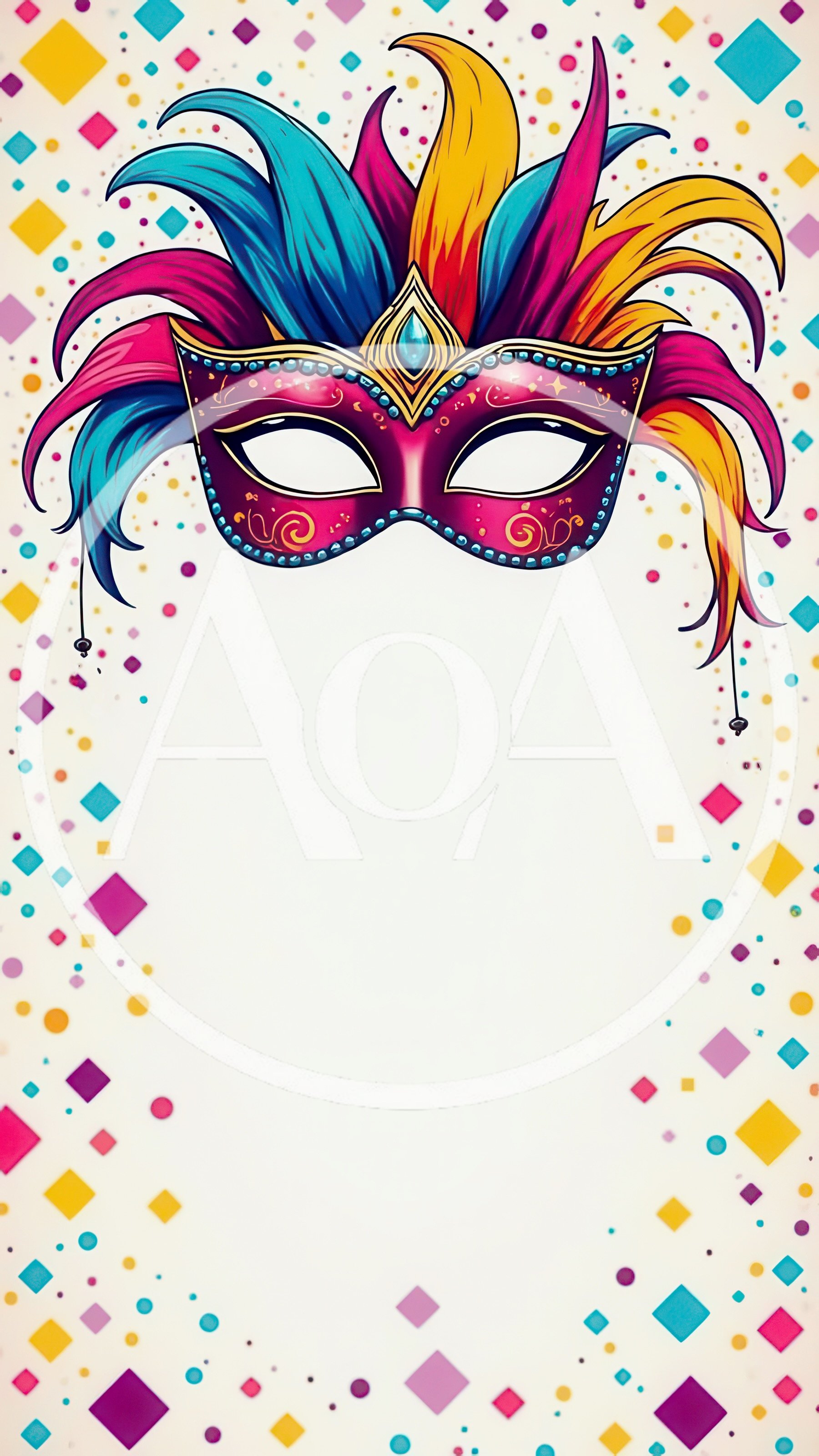 Festive Carnival Mask With Colorful Feathers And Confetti