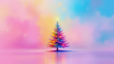 Glowing Pastel Christmas Tree With Colorful Lights