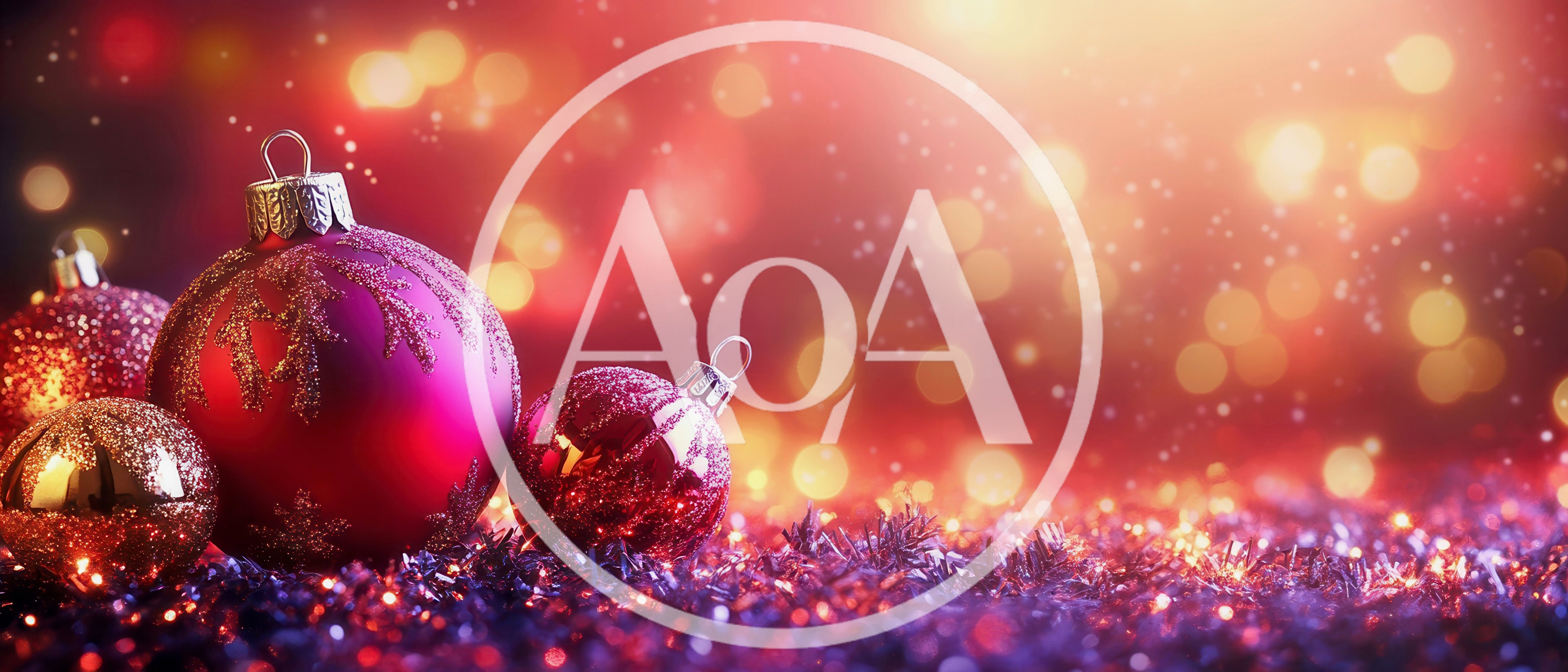 Red Christmas Ornaments on Glittering Festive Background