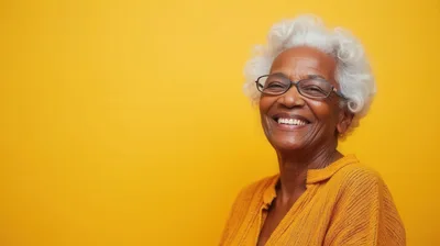 Smiling Senior Woman With White Hair