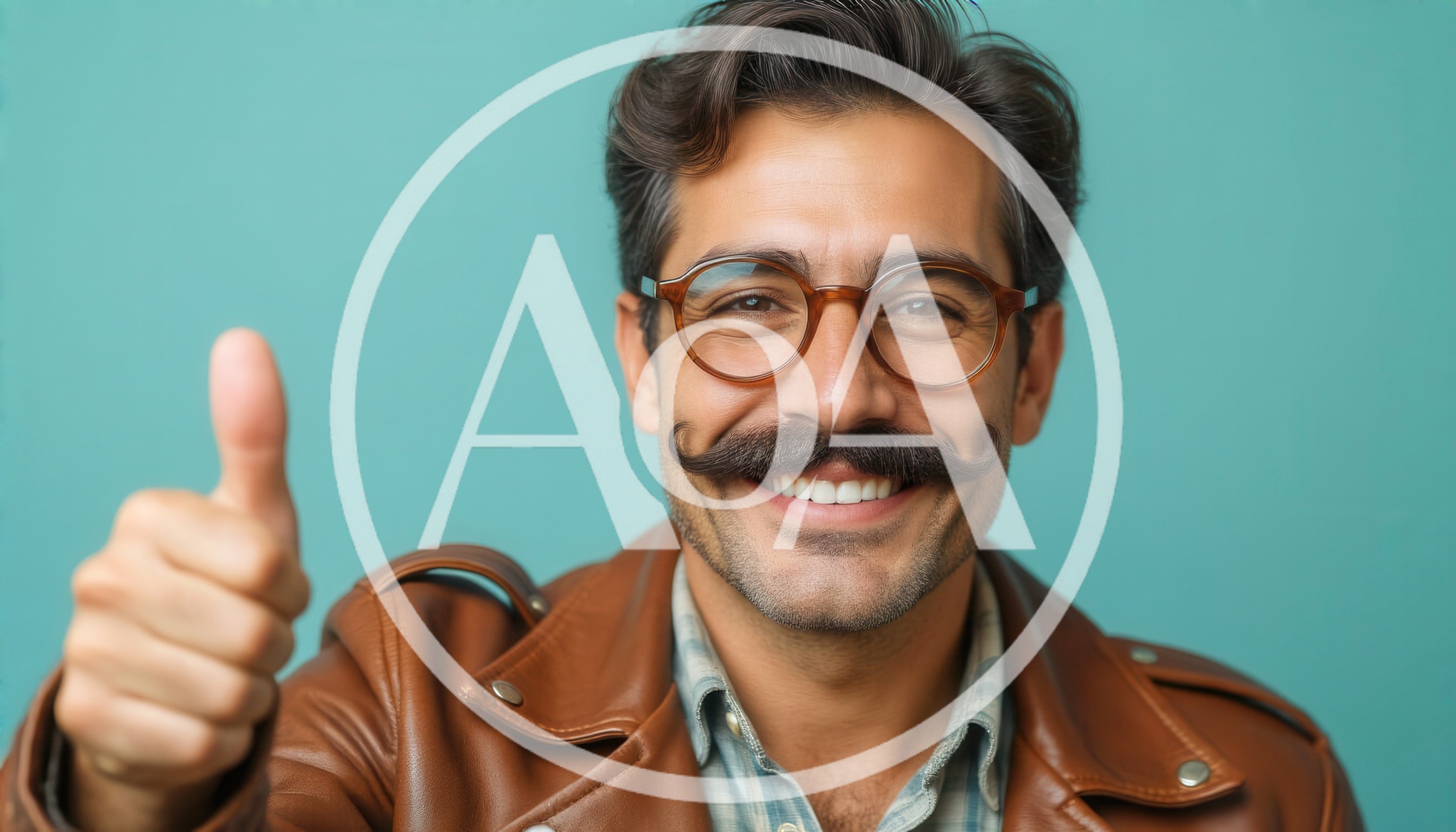 Smiling Man With Mustache Giving A Thumbs Up